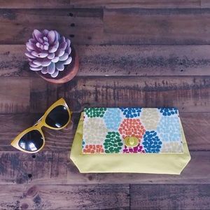 NWOT Clinique Multicolored Fold-Over Clutch in Yellow